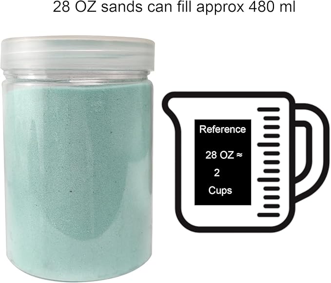 HappyFiller Mint Sand 1.75 LB Decorative Wedding Ceremony Unity Sand with Storage Container for Arts Crafts,Vase Filler,Home Decoration,Bottle Fillers,Zen Garden,28 OZ - Bloomnest