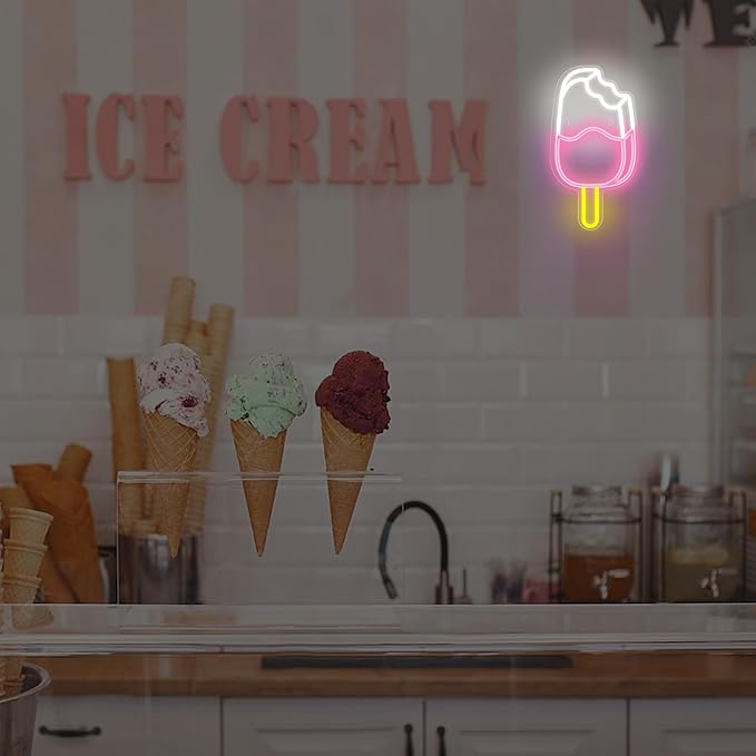 Attivolife Ice Pop Neon Sign for Wall Decor, Light up Delicious Popsicle LED Lamp with Dim USB Powered, Unique Business Fast Food Shop Restaurant Decoration, Christmas Day Birthday party - Bloomnest