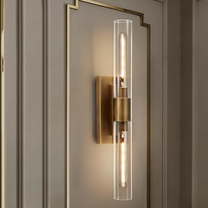 24.8" L Minimalist Style Wall Sconces 2-Lights Brass Wall Lights Fixtures Morden Cylinder Wall Light for Bathroom Vanity Light Indoor Wall Mounted Lamps for Living Room,Bedroom,Hallway - Bloomnest