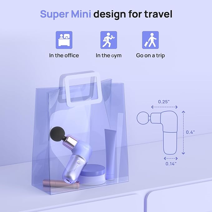 Super Mini Massage Gun, Deep Tissues Percussion Muscle Massager, Compact Sports Travel Massage Gun, Portable Massager Gun for Gifts for her him, Purple - Bloomnest