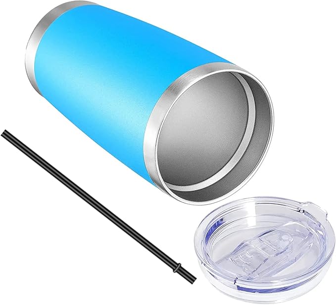 VEGOND 20oz Tumbler with Lid and Straw Stainless Steel Tumbler Cup Bulk Vacuum Insulated Double Wall Travel Coffee Mug Powder Coated Coffee Cup(Sky Blue 12 Pack - Bloomnest