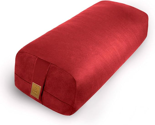 Yoga Bolster (26x10.5x5.5 in) Supportive Yoga Cushion for Restorative Yin Yoga Accessories Rectangular Bolster for Stretching Meditation Pillow 100% Organic Cotton Removable Washable Cover - Bloomnest