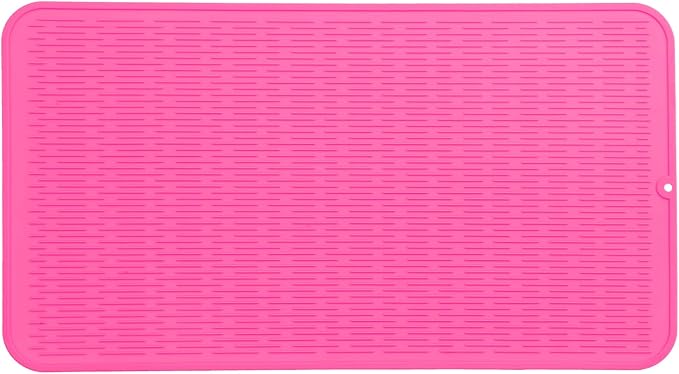 Silicone Dish Drying Mat for Multiple Usage,Easy clean,Eco-friendly,Heat-resistant Silicone Mat for Kitchen Counter or Sink,Refrigerator or Drawer Liner Rose 4XL 32 inches x 18 inches - Bloomnest
