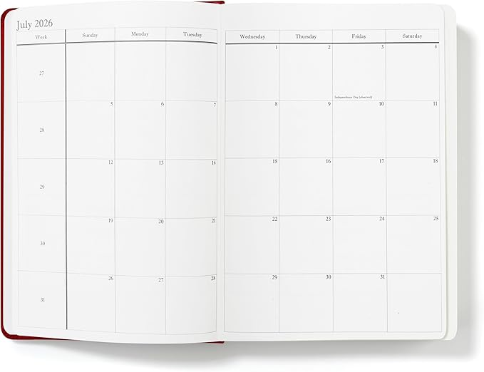Wykeham's Executive 2026 Daily Journal Planner – US Public Holidays & Format – Customization Available (Crimson, 8.5"×5.5") - Bloomnest