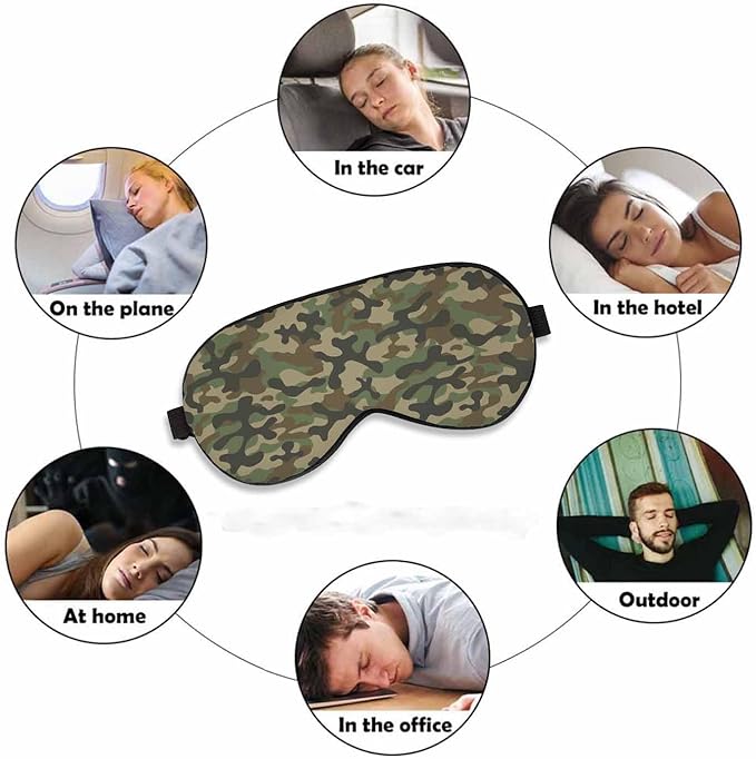 Camouflage Sleep Eye Mask Military Army Green Hunting Men Women Sleep Mask with Adjustable Strap Eye Cover Eye Shade for Travel, Nap,Meditation - Bloomnest