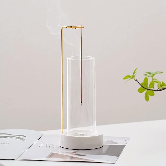 CEREMONY Incense Holder, Ceramic Incense Holder for Sticks with Glass Ash Catcher,Incense Burner for Meditation Yoga Spa Room Decor - Bloomnest