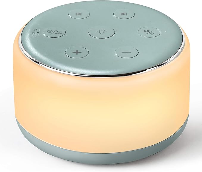 FamiSym White Noise Sound Machine Baby for Sleeping with Night Light – 34 Soothing Sounds, Rechargeable White Noise Machine for Kids Adults Sleep, Portable Lullaby Machine Baby Soother (Slate)