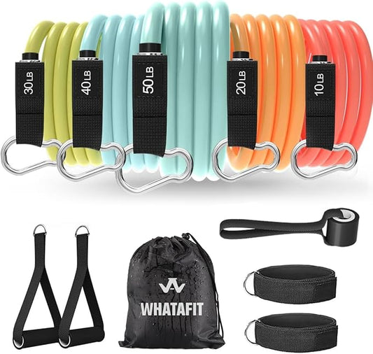 WHATAFIT Resistance Bands, Exercise Bands，Resistance Bands for Working Out, Work Out Bands with Handles for Men and Women Fitness, Strength Training Home Gym Equipment - Bloomnest