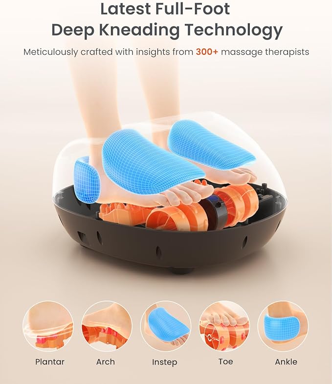 RENPHO Foot Massager Machine [2026 Upgraded], Shiatsu Foot Massager with Heat, True Full Foot Massage, Deep Kneading Plantar Fasciitis Massager for Women Mom Men Dad, Fits Up to Size 13