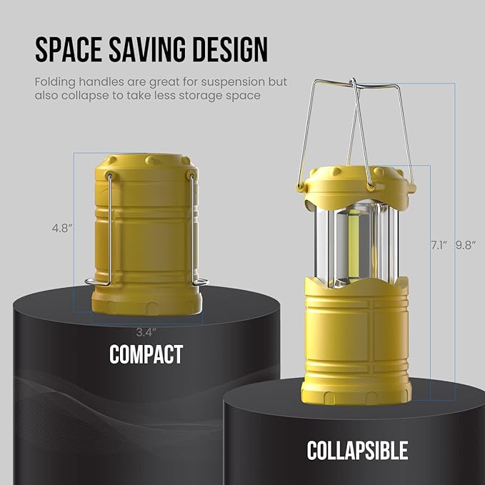 Lichamp LED Camping Lantern, 4 Pack Battery Powered Flashlight for Power Outages, Portable Collapsible Hanging Light Essential for Home, Outdoor, Emergency Lamp Survival Kit Gear for Hurricane, Yellow - Bloomnest