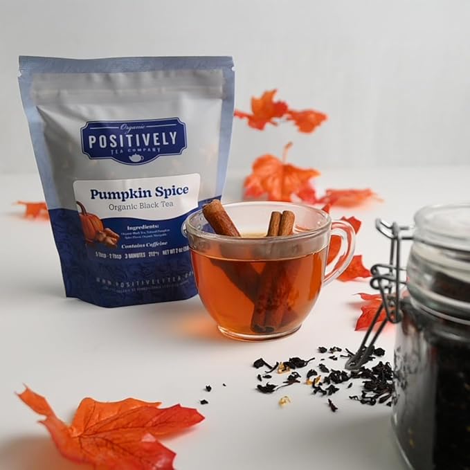 Organic Positively Tea Company, Pumpkin Spice Black Tea, Loose Leaf, 16 Ounce - Bloomnest
