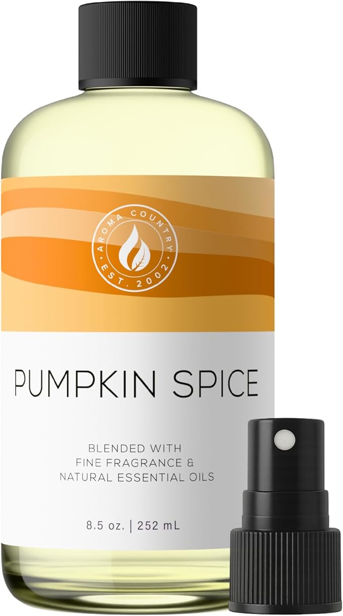 Aroma Country Pumpkin Spice Diffuser Oil - Luxury Essential Oils for Diffuser Refill & Air Freshener Room Spray, Long-Lasting, Natural Home Fragrance for Diffusers & Machines (8.5 Fl Oz) AromaCountry