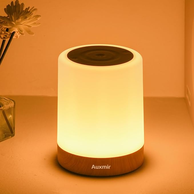 Auxmir Night Light for Kids Baby, Dimmable Touch Lamp for Nursery, 11 RGB Colors 5 Brightness, Portable Rechargeable Bedside Table Lamp for Nightstand, Kids Night Light for Bedroom Living Room, Brown - Bloomnest