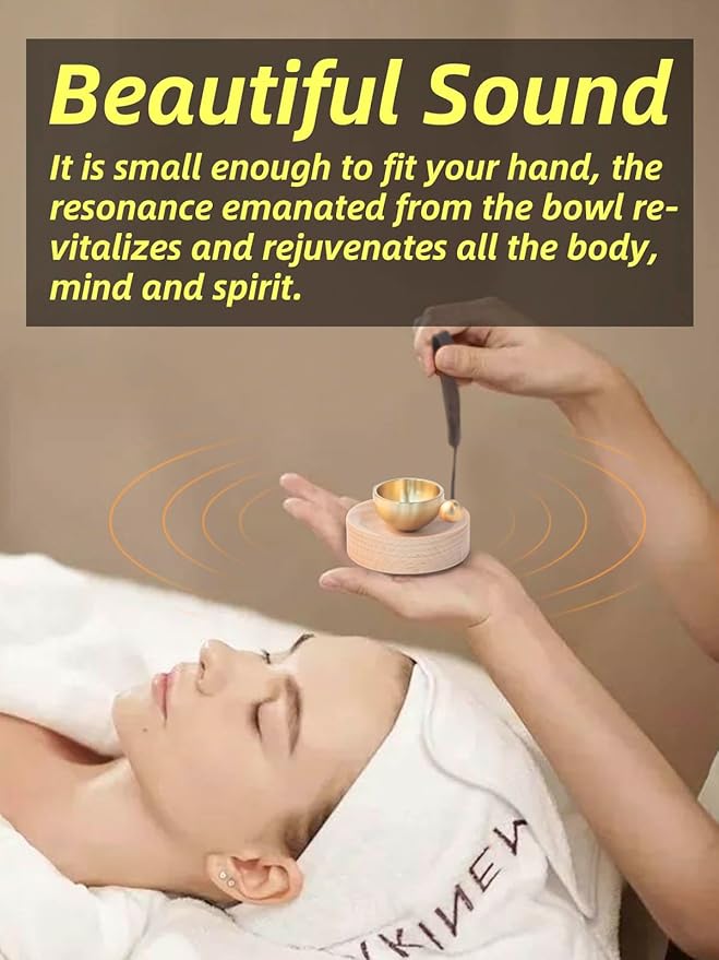 Portable Mini Singing Bowl Set Beautiful sound and look Little Tibetan Singing Bowl Set | Easy To Play | Chakra therapy, hand beaten | Creates Beautiful Sound for Healing, Meditation & Relaxation - Bloomnest