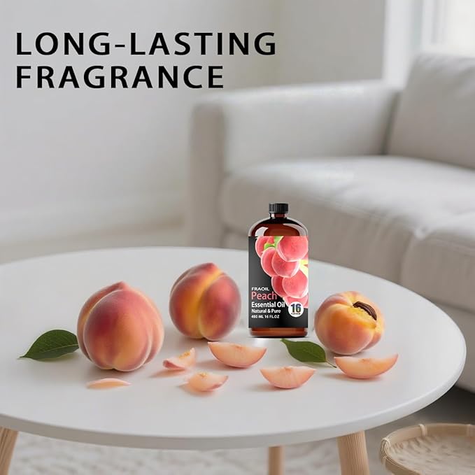 Peach Essential Oil, Peach Oil 16 Fl Oz 480 ML for Diffuser Humidifier Yoga Cleaning DIY Candle Soap Making Perfume Gift for Women Essential Oils - Bloomnest