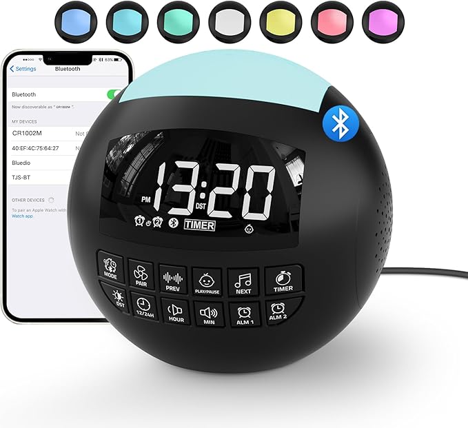 5-in-1 White Noise Sound Machine + Bluetooth + Night Light, 42 Soothing Sounds Sleep Machine for Kids Baby Adults, 8 Timer & Adjustable Volume, USB & Type-C Ports, Dual Alarm Clocks for Bedrooms… - Bloomnest
