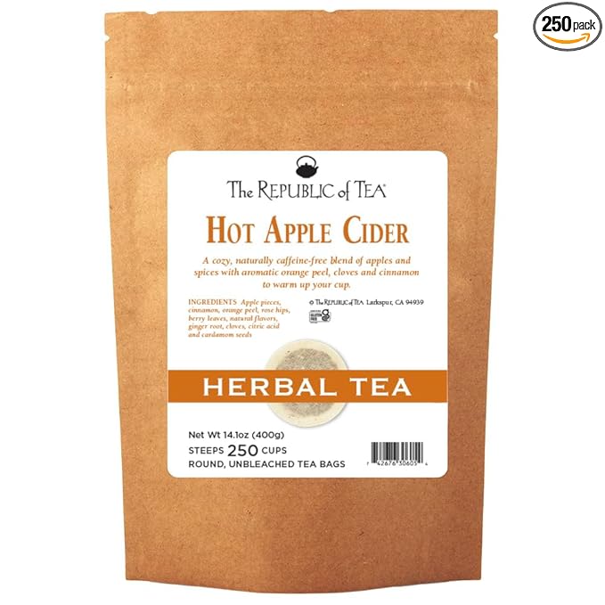 The Republic of Tea Hot Apple Cider Seasonal Herbal Tea, 250 Tea Bag Bulk - Bloomnest