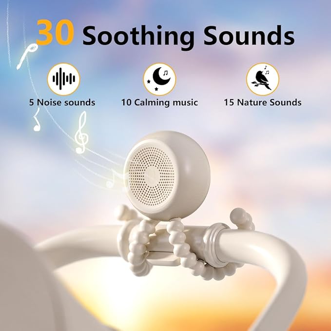 Easysleep Portable Sound Machine for Baby Adult White Noise Machine with 30 Soothing Sounds 32 Volume Levels 4 Timer Sleep Soother Rechargeable Shush Brown Noise Machine for Home, Travel & Office