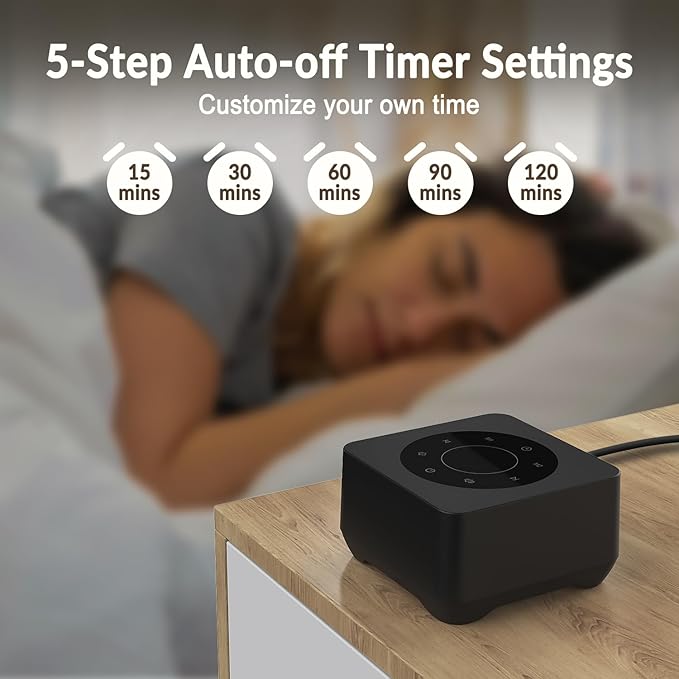 White Noise Sound Machine for Sleep 20 Soothing Sounds Noise Machine for 30 Level Volume 5 Timer Setting Favorite Setting Memory Function Touch Control Compact Portable for Adult/Baby (Black) - Bloomnest