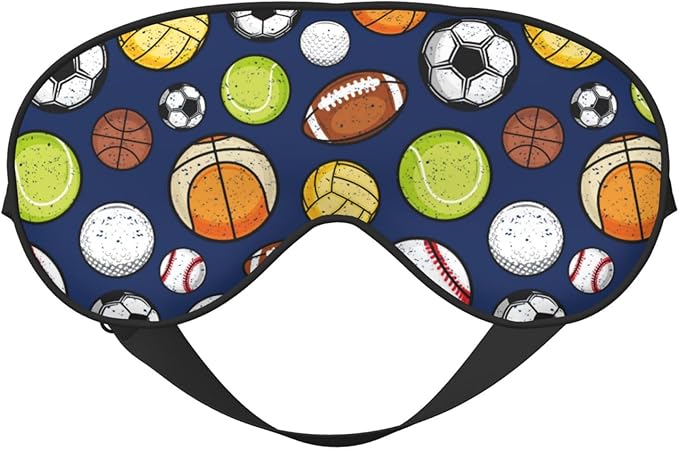 Sleep Eye Mask Retro Colorful Sport Balls Sleep Mask for Women Men Comfortable Eye Mask with Adjustable Strap Soft Eye Cover Blindfold for Travel Yoga Nap Shift Work - Bloomnest