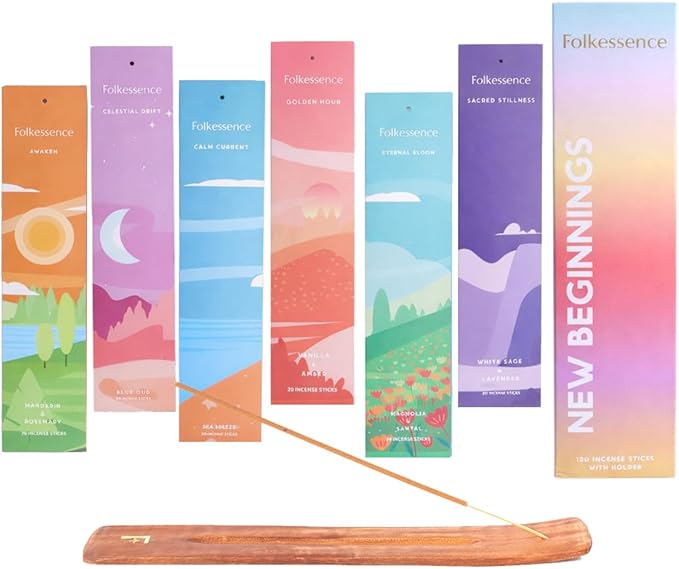 Folkulture Incense Sticks (120 Sticks) with Holder | Set of 6 Premium Insense for Aromatherapy, Yoga Gifts | No Charcoal, Non Toxic, 45 Mins Vanilla, Lavender Insence-Sticks FOLKULTURE