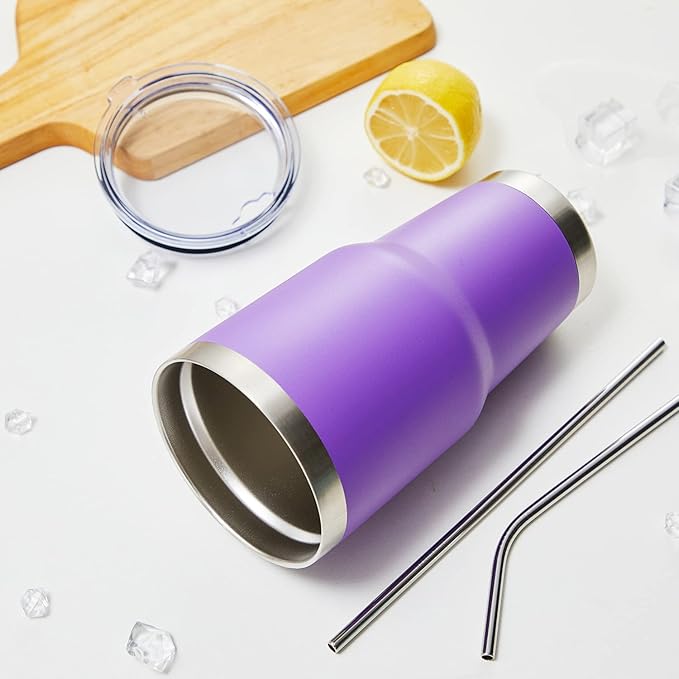 MEWAY 30oz Tumbler Double Wall Vacuum Insulated Travel Mug, Stainless Steel Tumbler with Lid, Durable Powder Coated Insulated Coffee Cup for Cold & Hot Drinks (Purple,1 PACK) - Bloomnest