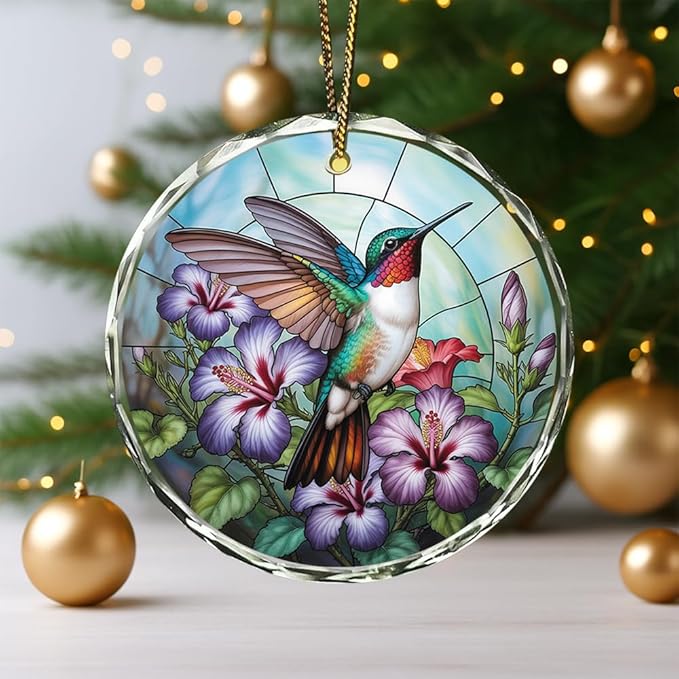 Hummingbird Glass Ornament – Handcrafted Hanging Decoration, Elegant Keepsake with Unique Hummingbird Design, for Home, Holiday Tree, or Special Occasion - Bloomnest