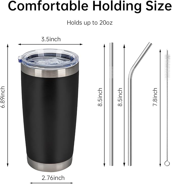 IEOVIEE 32 Pack 20oz Stainless Steel Bulk Tumblers with Lids and Straws Double Wall Insulated Travel Mug Durable Powder Coated Tumbler Bulk Cup for Cold and Hot Drinks(Black) - Bloomnest