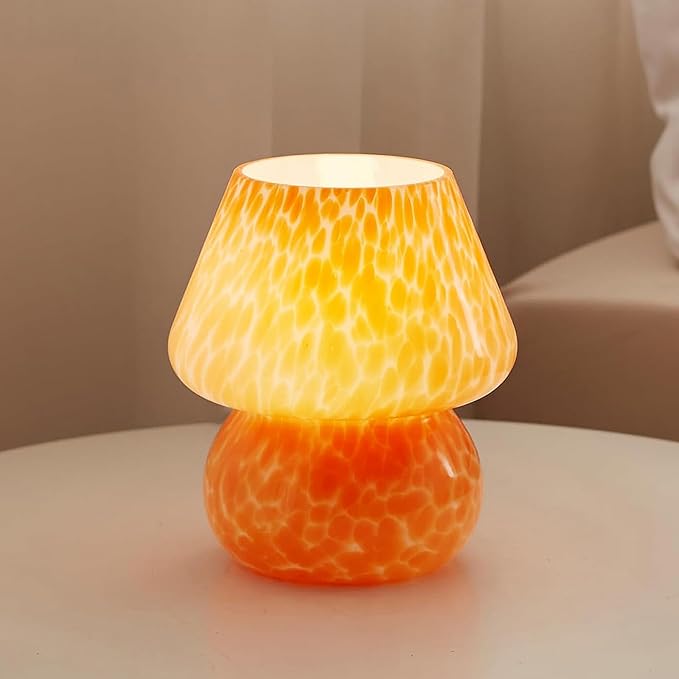 Mushroom Lamp Table Lamp for Bedroom,Small Desk Bedside Lamps for Living Room,Mushroom Decor Cute Mini Modern Mid Century Lamps for Night Stands,Aesthetic Home Living Room Decor(Flame Orange) - Bloomnest