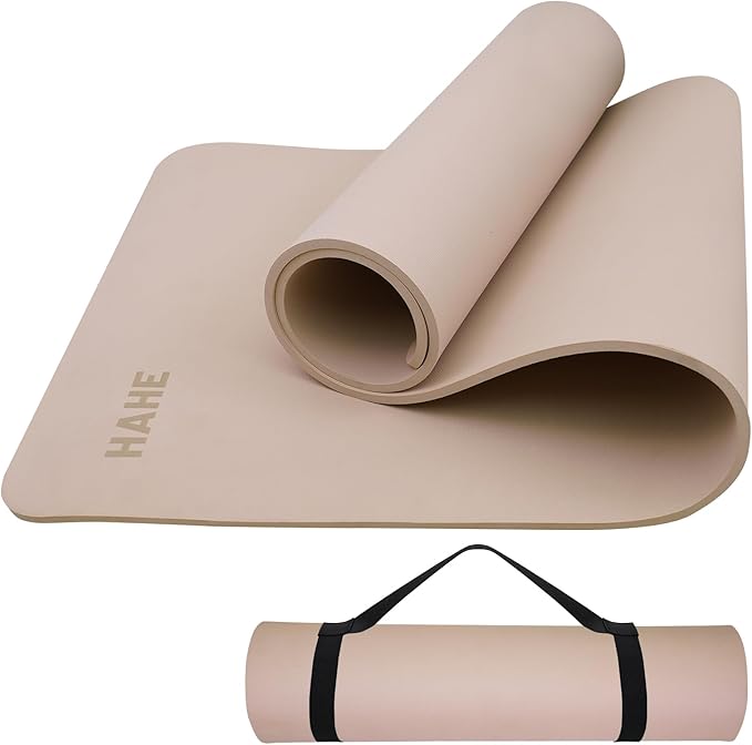 HAHE Yoga Mat Thick (8MM,1/3"), Eco-Friendly POE Non Slip Yoga Mat, High Rebound & Shock Absorption, Anti-Tear & Sweat-Resistant for Yoga, Fitness, Home, Workouts, Large Pilates Mats 72"x24" with Carrying Strap - Bloomnest
