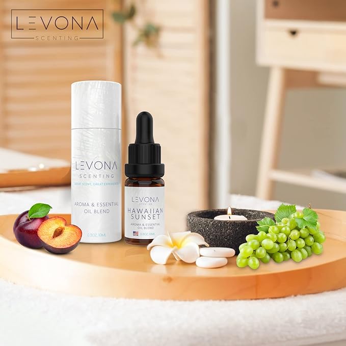 Levona Scent Essential Oils - Scents for Home, Hotel & Office Use - Perfect for Home Diffuser & Humidifiers - Aroma Fragrance Oil, Ideal for Massage, Relaxation, and Spa - Hawaiian Sunset, 10ml - Bloomnest