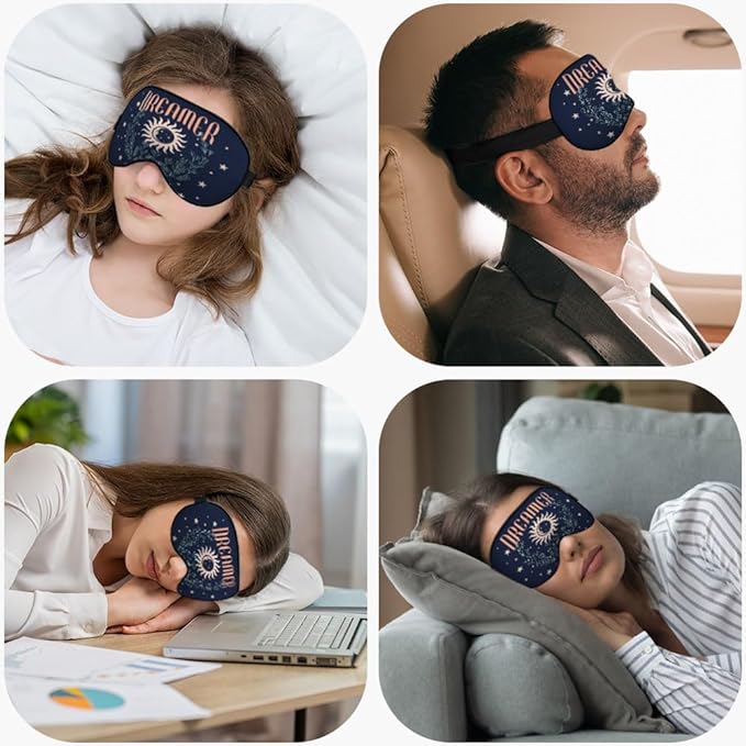 Dreamer Silk Sleep Mask with Adjustable Strap for Travel, Nap, Shift Work, Office - Dark Blue - Bloomnest