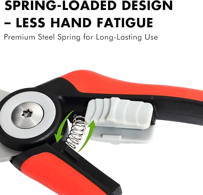 LIVINGO Bypass Pruning Shears - 8.2" Heavy Duty Garden Clippers with Curved Blades, Sharp Plant Scissors for Branches, Bushes & Shrubs, Ergonomic Handles, Spring Action - Bloomnest