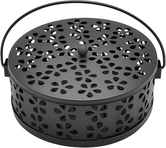 1pcs Mosquito Coil Holder Retro Incense Coils Holder Portable Incense Burner Holders with Handle for Home Camping Indoor Outdoor Patio (Black) - Bloomnest