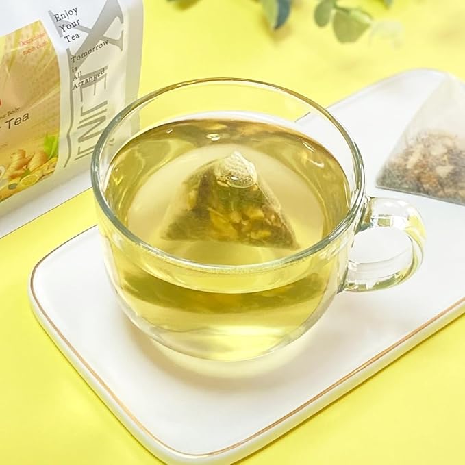 XIEJINJI Lemon Ginger Tea, 40 Tea Bags, 4.2g Each – Zesty & Warming Blend for Digestive Comfort, Immune Boost & Refreshing Energy - Bloomnest