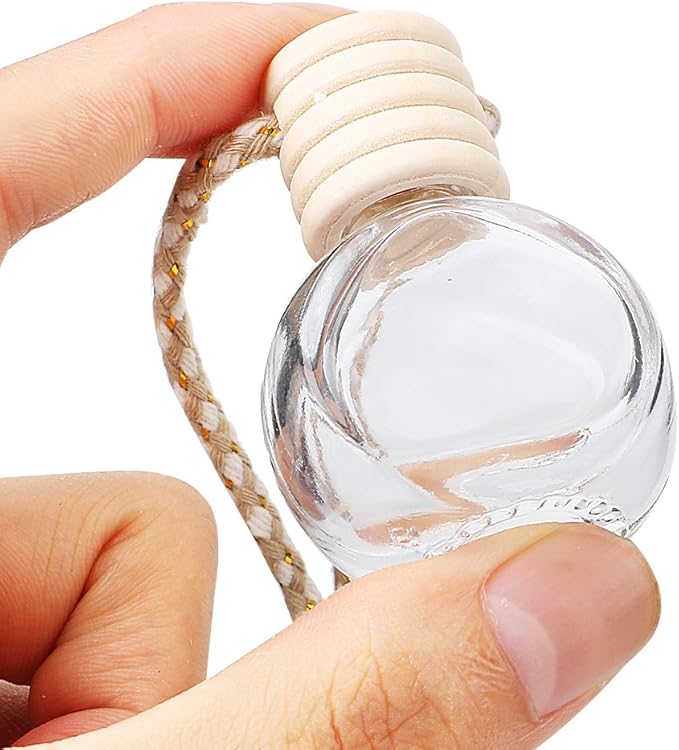 Car Aromatherapy Essential Oil Diffuser Bottle,10 Pack Car Air Freshener Bottle Empty Hanging Perfume Bottle Fragrance Decor Accessories Auto Window Ornament (round) - Bloomnest
