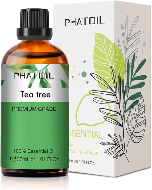 PHATOIL 1.01FL.Oz Tea Tree Essential Oil, for Aromatherapy Diffusers, Humidifiers, Great for DIY Candle and Soap Making, Gift for Friend(30ML) PHATOIL