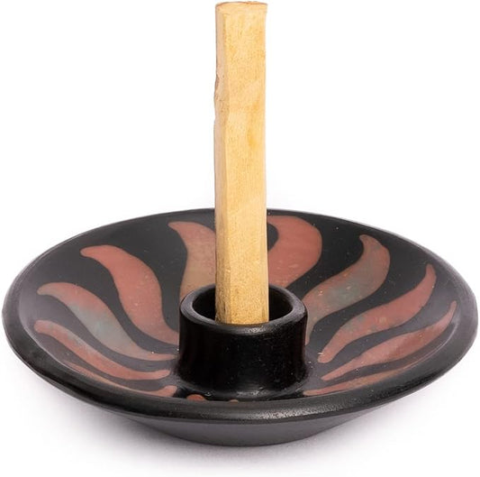 Luna Sundara Authentic Peru Pottery Palo Santo Stick Holder and Incense Holder with 5 Palo Santo Sticks Handmade Ceramic Smudge Bowl Sage Holder Red Gift Set LunaSundara