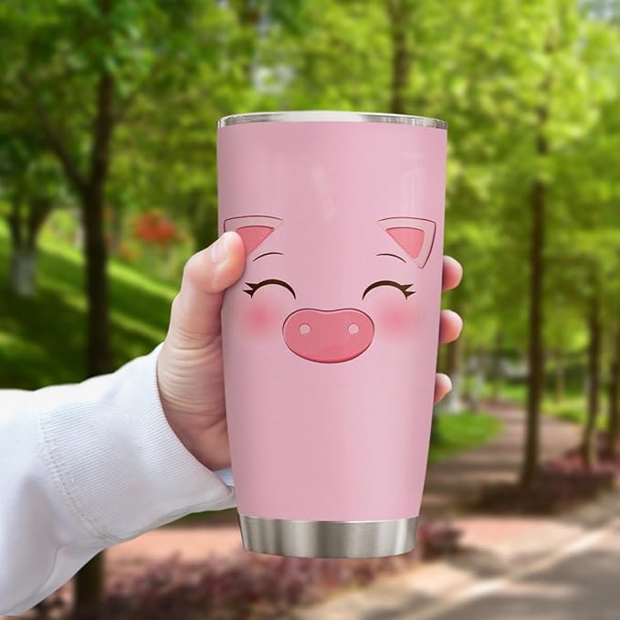 winorax Pig Tumbler for Pigs Face Tumblers Cup with Lid 20oz Travel Mugs Funny Gifts for Pig Animal Lovers Kids Women Girls Farmgirl Birthday Christmas Xmas Presents - Bloomnest
