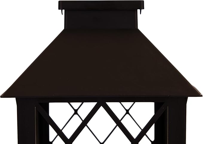 Zingz & Thingz Water Feature Tabletop Fountain Candle Lantern, Decorative Light Home Decor, 13.5" Tall, Black - Bloomnest