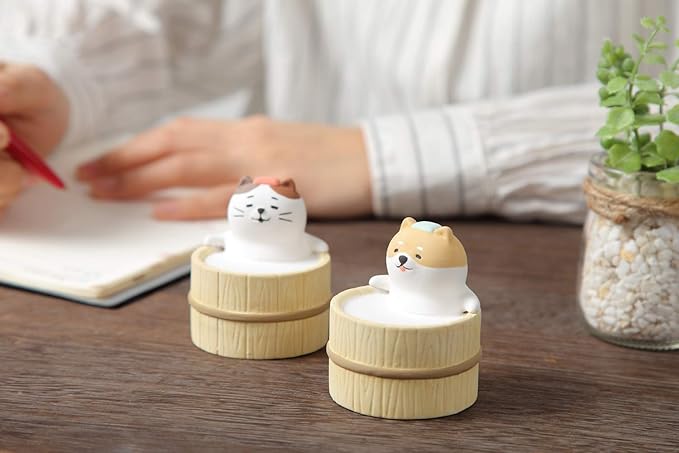 Aroma Ceramic Stone Diffuser [Japan Import] Aromatherapy Essential Oil Diffuser, Non Electric, Passive, Unique, Cute, Animal, Design for Women, Men, and Gifts (Bathing Cat) - Bloomnest