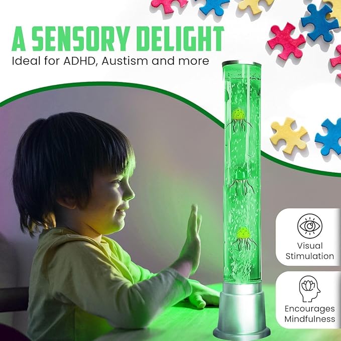 Shop LC Jellyfish Lamp Bubble Lights with 6 LED Color Automatic Changing Night Light Moving Jelly Fish Aquarium - Sensory Tube Tower Table Desk Lava Lamp for Bedroom Home Decor Christmas Gifts 1.9FT - Bloomnest
