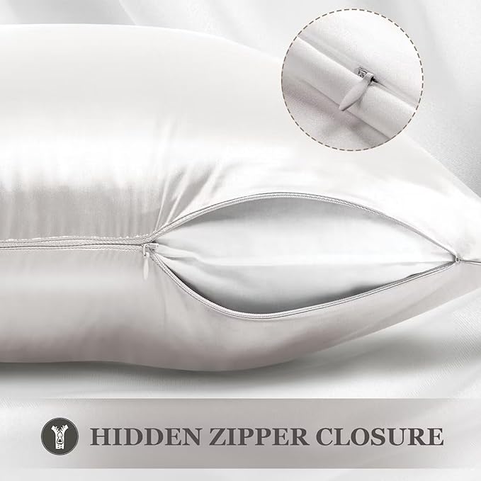 Adubor 100% Silk Pillowcase - Mulberry Silk Pillow Cases, 23 Momme 6A Grade Fibers, Silk Pillow Case for Hair and Skin Health, with Hidden Zipper (Queen 20''x30'', Lvory White, 1PC) - Bloomnest