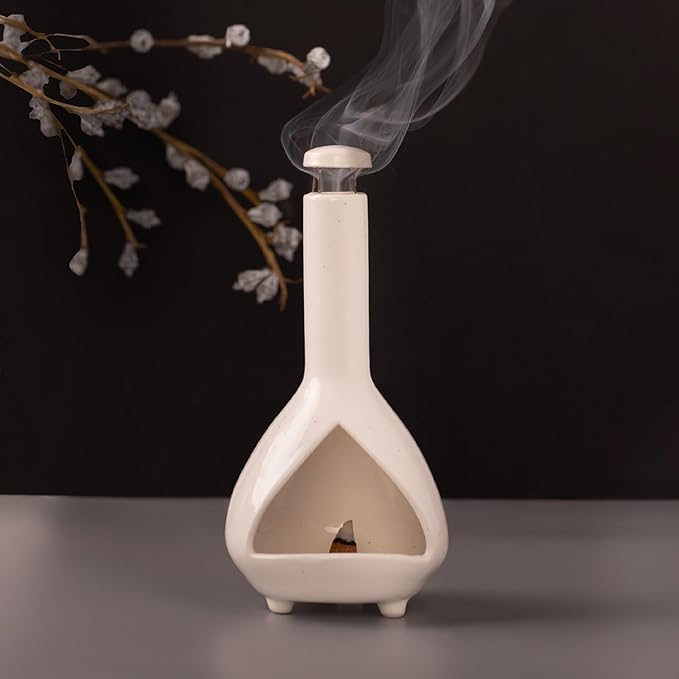 Handmade Mini Chiminea Palo Santo Holder - Ceramic Incense Burner for Cone & Stick, Ideal for Meditation, Energy Cleansing, Aromatherapy and Ideal Gift for Home Decor - Bloomnest