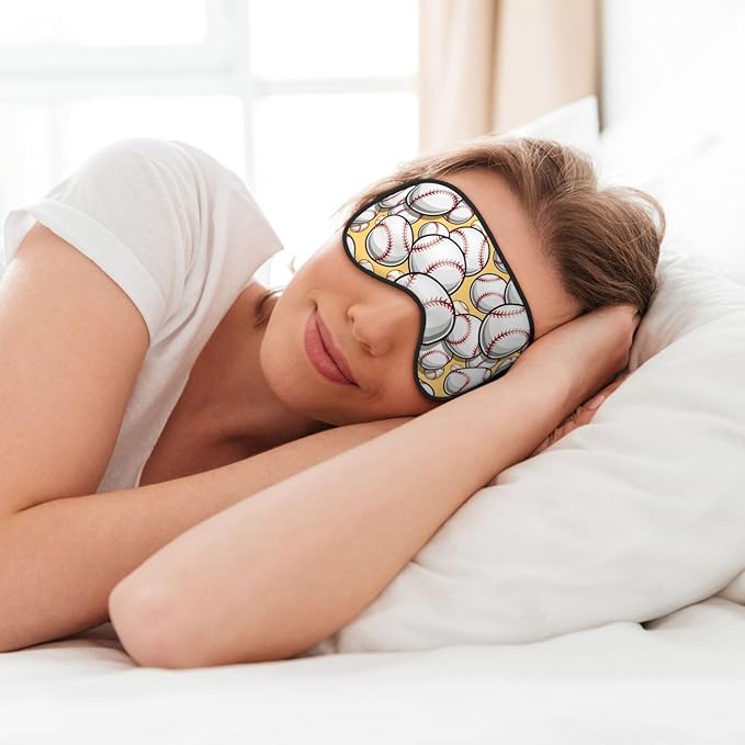 Sleep Eye Mask Baseball Softball Sleep Mask for Women Men Comfortable Eye Mask with Adjustable Strap Soft Eye Cover Blindfold for Travel Yoga Nap Shift Work - Bloomnest