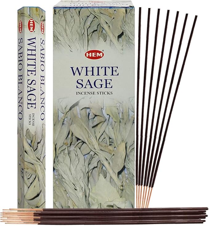 Trumiri Incense Stick Holder Bundle with Hem White Sage 20g Incense Sticks - Pack of 6 (Approx 120 Sticks) TRUMIRI
