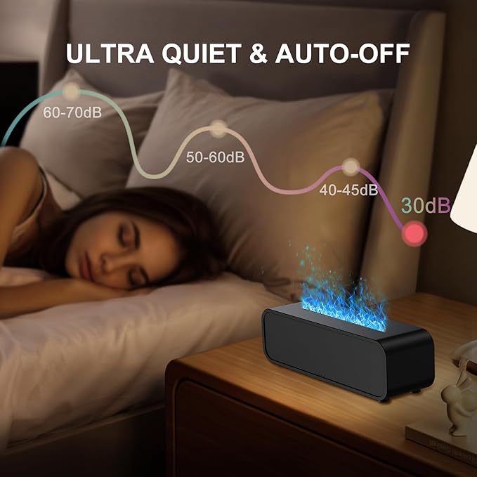 Colorful Flame Air Aroma Diffuser Humidifier, Dynamic Fire Flame Sound Pickup Aromatherapy Diffuser for Home Office Room(Remote, Timer & Auto-Off, 150ml) - Bloomnest