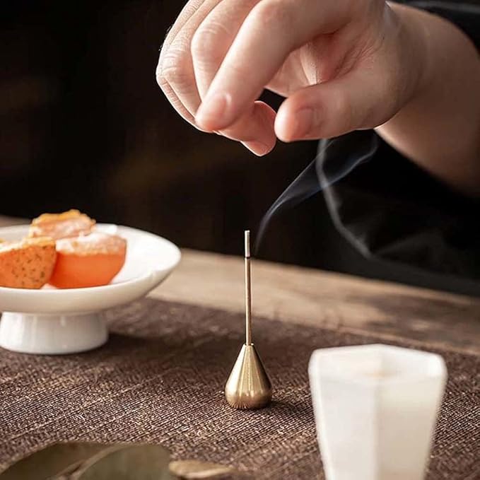 3Pcs Mini Brass Incense Holder, Incense Cone Holder, Portable Coil Incense Holder, Incense Stick Holder for Home Office Teahouse, Water Drop Shape - Bloomnest
