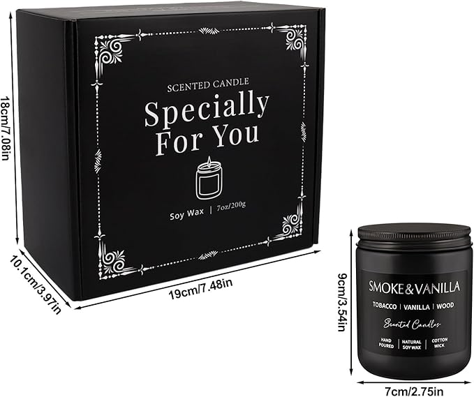4Psc Scented Candles Set,7oz Gifts for Men Aromatherapy,Soy Candle of Smokeless - Leather & Smoke, Vanilla Oakmoss, Lavender - Relaxing Fragrance for Home, Office, Yoga(Black) - Bloomnest