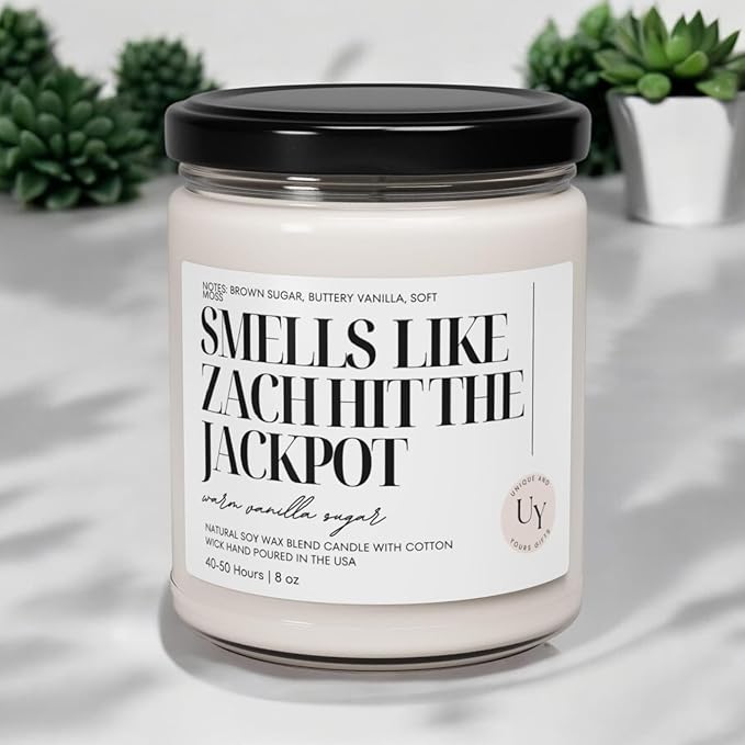 Engagement Candle, Smells Like Jackpot, Funny Personalized Engagement Gift Party Favor, Custom Candle for Bride Groom or Wedding Party, Soy Wax Hand Poured, Handmade in The USA (Wicked Apple) - Bloomnest